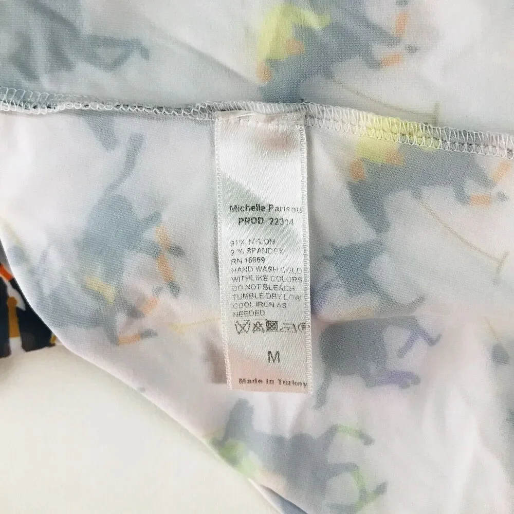 Michelle Parisou M Popover Shirt White Horse Polo Jockey Equestrian NWT CL17